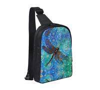 Bolsa de pecho con doble bolsillo verde camuflaje, perfecta para conciertos, deportes, viajes, ciclismo y senderismo, mochila cruzada, azul (Dragonfly), Talla única