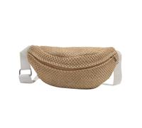 Bolsa de pecho de paja para vacaciones en la playa, correa ajustable, bolso de mano, bolso cruzado de cintura, cinturón para mujeres y hombres, cinturón de moda, White, Mass Beauty