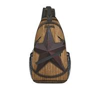 Bolsa De Pecho Mujer Estrella De Granero Rústico Estrella De Texas Occidental Retro En Granja De Tablero De Madera Marrón Antirrobo Bandolera Poliéster Bolso Cruzado para Caminar Ciclismo