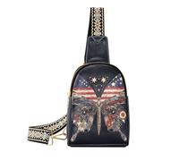 Bolsa de pecho para el día de la independencia del 4 de julio, diseño de mariposas de dibujos animados, color negro y ligero, para mochila de día, Cartoon Butterfly black 4th of July Independence Day