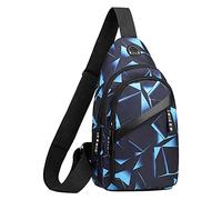 Bolsa de pecho para hombre, versión coreana, de camuflaje, bolsa de mensajero de tela, bolsa de ocio, mochila pequeña de lona, bolsa de hombro, Blue, Talla única