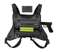 Bolsa de pecho táctica para hombre, chaleco EDC para la mayoría de pistolas, deportes, correr, pecho frontal con parche reflectante para actividades al aire libre, motocicleta, ciclismo, Negro -,