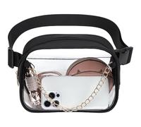 Bolsa de pecho transparente para deporte, impermeable, transparente, cinturón de almacenamiento, aprobado por el estadio, impermeable, bolsa cruzada deportiva, Black