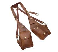 Bolsa de pecho unisex inspirada en el punk, ligera, de piel sintética, accesorio de viaje, uso diario, correa de hombro ajustable, estilo steampunk, retro, bolsa cruzada para las axilas, marrón oscuro
