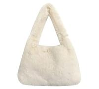 Bolsa De Peluche Bolso de mano piel sintética for mujer, bolsa con cierre Color sólido, bolsos hombro for axilas, felpa suaves y esponjosos for invierno otoño(E Beige)