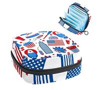 Bolsa de periódica, bolsa de almacenamiento de tampón portátil para servilletas sanitarias, patrón de elementos de Nueva York EE. UU, Varios colores, 4.7x6.6x6.6 in/12x17x17 cm