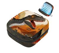 Bolsa de período, bolsa de almacenamiento de servilletas sanitarias, dinosaurio y volcán, soporte para tampones para bolso