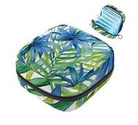 Bolsa de período, bolsa de almacenamiento de servilletas sanitarias, hojas de palma de acuarela, soporte para tampones para bolso