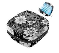 Bolsa de período,Bolsa de Almacenamiento de servilletas sanitarias,Margarita Negra Floral,Bolsa de época