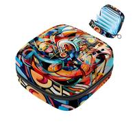 Bolsa de período,Bolsa de Almacenamiento de servilletas sanitarias,música y líneas abstractas y Coloridas,Bolsa de tampón para Bolso
