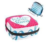 Bolsa de periodo, bolsa de almacenamiento portátil de tampón para servilletas sanitarias, Follow Your Heart Love (2), Varios colores, 4.7x6.6x6.6 in/12x17x17 cm