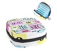 Bolsa de periodo, bolsa de almacenamiento portátil de tampón para servilletas sanitarias, palabra creativa Hello Nice OK rayas blancas y negras, Varios colores, 4.7x6.6x6.6 in/12x17x17 cm