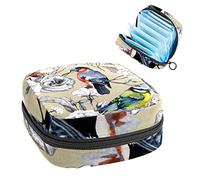 Bolsa de periodo, bolsa de almacenamiento portátil para tampones para servilletas sanitarias, bullfinch Titmouse Birds, Varios colores, 4.7x6.6x6.6 in/12x17x17 cm