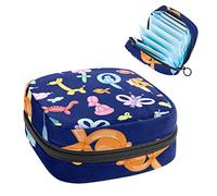 Bolsa de periodo, bolsa de almacenamiento portátil para tampones para servilletas sanitarias, divertido patrón de animales de dibujos animados, Varios colores, 4.7x6.6x6.6 in/12x17x17 cm