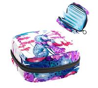 Bolsa de periodo, bolsa de almacenamiento portátil para tampones para servilletas sanitarias, flores de unicornio rosa y azul, Varios colores, 4.7x6.6x6.6 in/12x17x17 cm