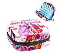 Bolsa de periodo, bolsa de almacenamiento portátil para tampones para servilletas sanitarias, globo de flores de unicornio rosa acuarela, Varios colores, 4.7x6.6x6.6 in/12x17x17 cm