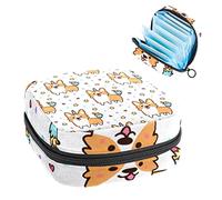 Bolsa de periodo, bolsa de almacenamiento portátil para tampones para servilletas sanitarias, lindo unicornio corgi, Varios colores, 4.7x6.6x6.6 in/12x17x17 cm