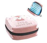 Bolsa de periodo, bolsa de almacenamiento portátil para tampones para servilletas sanitarias, Lovely Fox It's a Happy Day!-01, Varios colores, 4.7x6.6x6.6 in/12x17x17 cm