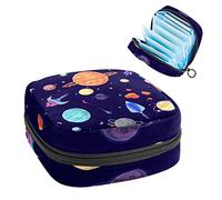 Bolsa de periodo, bolsa de almacenamiento portátil para tampones para servilletas sanitarias, patrón sin costuras planetas, Varios colores, 4.7x6.6x6.6 in/12x17x17 cm