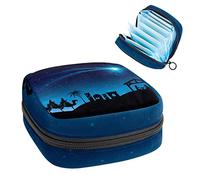 Bolsa de periodo, bolsa de almacenamiento portátil para tampones para servilletas sanitarias, Silhouette 3 Wise Kings Manger, Varios colores, 4.7x6.6x6.6 in/12x17x17 cm