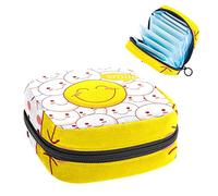 Bolsa de periodo, bolsa de almacenamiento portátil para tampones para servilletas sanitarias, sonrisa, Varios colores, 4.7x6.6x6.6 in/12x17x17 cm