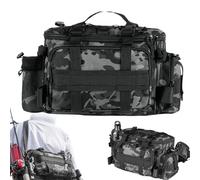 Bolsa de Pesca de Camuflaje Gris, Bolsa para Pesca con Mosca, Resistente al Agua, con asa y Correa para el Hombro, de Almacenamiento con Soporte para caña para al Aire Libre, r