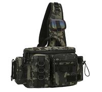 Bolsa de pesca - Mochila de hombro con carrete de caña de pescar con gran capacidad, estuche de transporte para herramientas de aparejos para señuelos cebos, camuflaje verde
