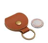 Bolsa de piel auténtica color marrón con un llavero de carro para llavero, Brown, L, Bolsa de libra con ficha