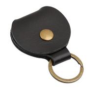 Bolsa de piel auténtica negra con una ficha de carrito de tu selección para llavero, Black, L, Galés