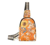 Bolsa de piel con diseño retro de girasoles amarillos para hombre, bolsa de hombro de cuero para mujer para viajes, Pintura al óleo con girasoles retro amarillos, 1 size