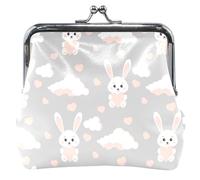 Bolsa de piel gris con diseño de corazones de conejito dulce para mujer, bonita y divertida bolsa de cambio de monedas, Sweet Bunny Hearts Gray, UNITALLA, Sweet Bunny Hearts Gray, UNITALLA, Classic