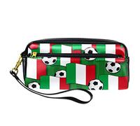 Bolsa de piel sintética con diseño de bandera italiana con estuche para lápices de fútbol, Cartuchera Utiles Escolares, bolsa de papelería con cremallera para niños y niñas