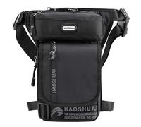 Bolsa de pierna de nailon para senderismo, riñonera para hombres y mujeres, táctica, motocicleta, bicicleta, ciclismo, equitación, viajes, deportes al aire libre, riñonera, #09Negro, 23cm(W)x6cm(D