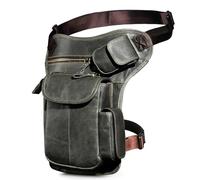 Bolsa De Pierna para Moto Leather Design Men Vintage Small Belt Messenger Bag Waist Pack Drop Leg Bag Pouch(Dark Grey)