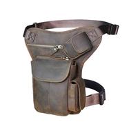 Bolsa De Pierna para Moto Leather Design Men Vintage Small Belt Messenger Bag Waist Pack Drop Leg Bag Pouch(Dark Brown)