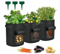 Bolsa de Plantación, 3 Piezas 7 Galones Bolsas de Plantas de Jardín, Macetas no Tejidas, Macetas de Tela con Asas, Bolsas De Cultivo Transpirables, para Patata, Tomate, Zanahoria y Más (Negro)