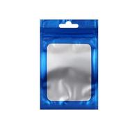 Bolsa de plástico transparente lámina Mylar aluminio mate, colorida, con orificio for colgar, cierre cremallera, sello agarre, bolsas resellables muesca desgarro, 200 Uds para Empaque(Blue,10.5x15cm)