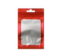 Bolsa de plástico transparente lámina Mylar aluminio mate, colorida, con orificio for colgar, cierre cremallera, sello agarre, bolsas resellables muesca desgarro, 200 Uds para Empaque(Red,13x25cm)