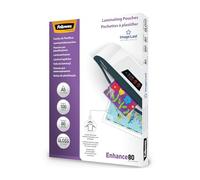 Fellowes Fundas de Plastificar A5, acabado brillo, 100 hojas, 160 micras (2 x 80 micras), acabado de calidad, con indicadores direccionales Image Last, adecuadas para fotos y avisos