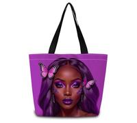 Bolsa De Playa Afroamericano Bonitas Bolso Shopper Reutilizables Bolsa De Compras Para Mamá Escolares Enfermería