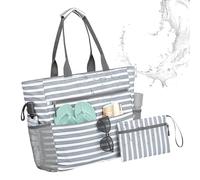 Bolsa de playa | Bolsa de playa grande impermeable | Organizador a prueba de, bolsa plegable para barco, gafas de sol, botellas de agua, viajes, piscina, vacaciones, Gris, Refer to description