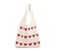 Bolsa De Playa De Crochet - Bolsa De Playa Boho De Crochet, Bolsa De Verano Para Tejer | Elegante Bolso De Hombro Fashion, Bolsa De Verano De Punto Para Niñas, Mujeres, Señoras, A.apricot, 60x37