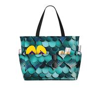 Bolsa de playa de gran capacidad, impermeable, para piscina, gimnasio, natación, camping, bolsa de transporte, estampado de escamas de pez sirena