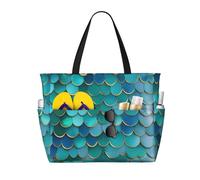 Bolsa de playa de gran capacidad, impermeable, para piscina, gimnasio, natación, camping, bolsa de transporte, estampado de escamas de sirena