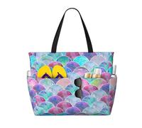 Bolsa de playa de gran capacidad, impermeable, para piscina, gimnasio, natación, camping, bolsa de transporte, escamas de peces, estampado de océano