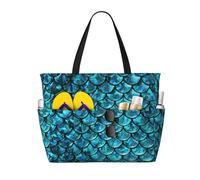 Bolsa de playa de gran capacidad, impermeable, para piscina, gimnasio, natación, camping, bolsa de transporte, escamas de pescado. Impresión