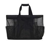 Bolsa de playa de malla, bolsa de viaje con bolsillos con cremallera, bolsa de playa transpirable de gran capacidad para juguetes, ropa, zapatos, sombreros, botellas de agua, toallas