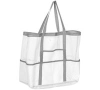 Bolsa de Playa de Malla Grande, White y Portátil | Nylon y Plástico, Diseño de Malla que Deja Caer la Arena, para Nadar y Llevar Chanclas o Juguetes