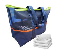 Bolsa de playa de malla | Tote de Verano - Bolso impermeable versátil para vacaciones Piscina Carreras Playa Toalla Zapatos, Azul oscuro., Se référer au descriptif