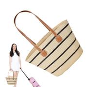 Bolsa de playa de paja - Bolso de hombro tejido de 15 pulgadas con diseño bohemio para viajes, almacenamiento de maquillaje y diario, perfecto para citas, centro turístico, compras, vacaciones, viajes